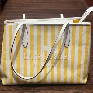 Kate Spade Street Yellow Striped Tote Bag authentic